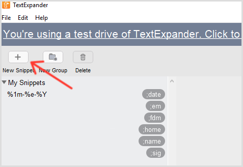 TextExpander přidat úryvek