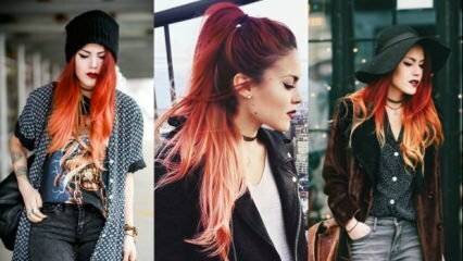 Crimson oranžové ombre vlasy móda