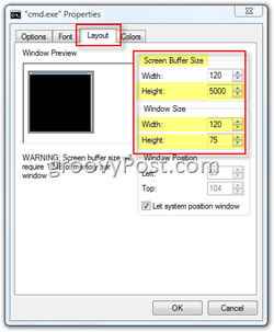 Přizpůsobte velikost a barvu v okně příkazového řádku systému Windows