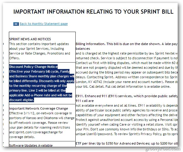 Důležité informace o účtech sprintu