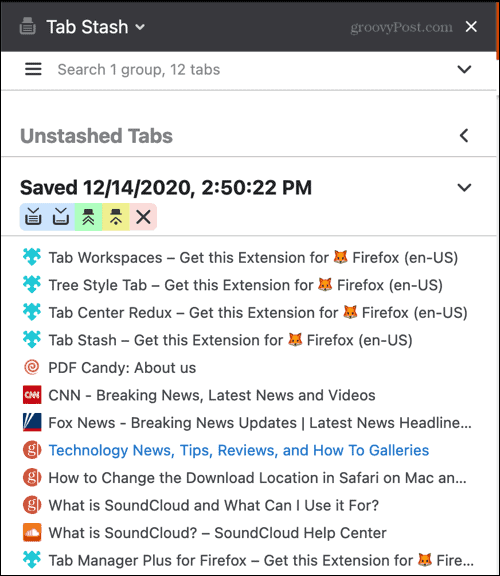 Tab Stash Rozšíření pro Firefox