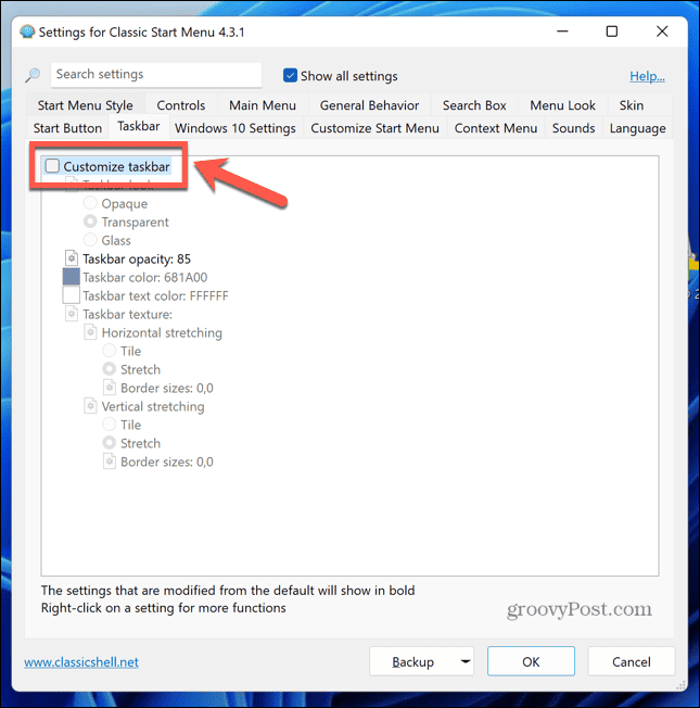 Windows 11 classic shell přizpůsobení hlavního panelu