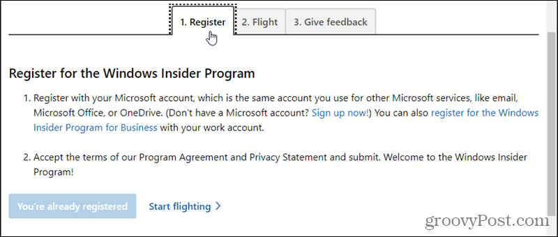 Zaregistrujte se do programu Windows Insider Program
