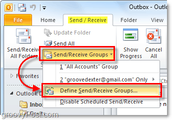 posílat přijímat skupiny v aplikaci Outlook 2010
