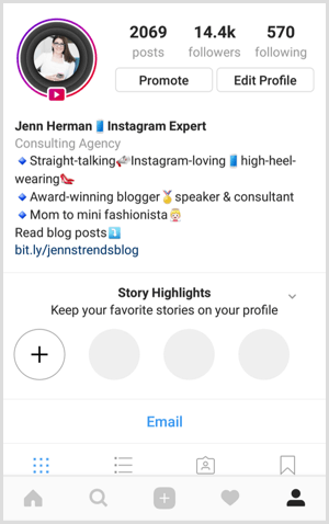 Nejdůležitější příběhy Instagramu v profilu