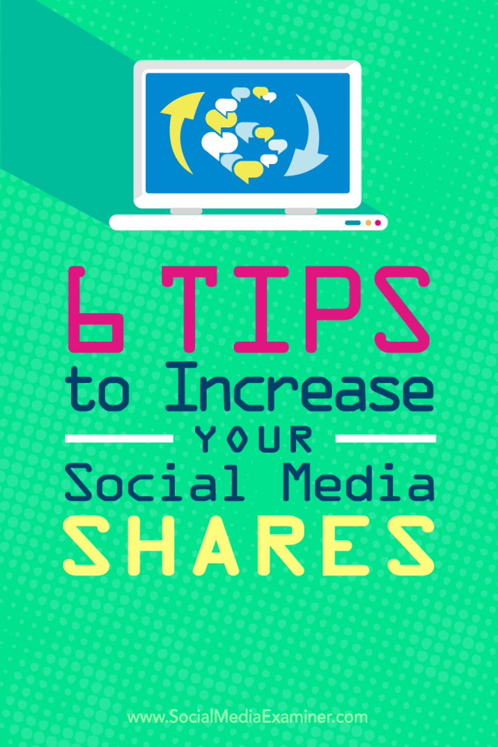 Tipy k šesti způsobům, jak zvýšit podíl na vašem obsahu v sociálních médiích.