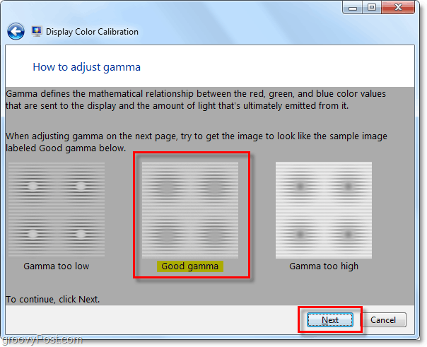 zkuste odpovídat příkladu gama obrazu systému Windows 7