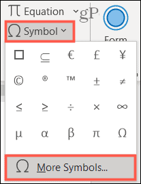 Symbol, více symbolů ve Wordu ve Windows