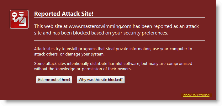 Upozornění na Firefox - Byl zjištěn web ohlášeného útoku