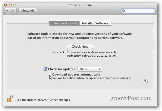 Konfigurace funkce aktualizace softwaru Apple OS X Lion