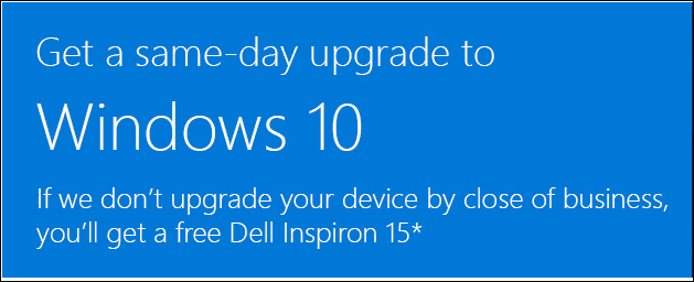 Společnost Microsoft nabízí bezplatný počítač Dell, pokud vás nemůže upgradovat na Windows 10 za 1 den
