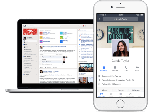 Facebook zavádí bezplatnou verzi Workplace, svého nástroje sociálních sítí, kde si pracovníci mohou povídat a spolupracovat.