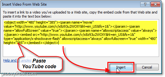 video youtube vložit kód PowerPoint 2010