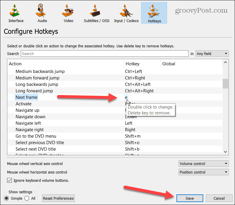 Přesunout video ve VLC snímek po snímku