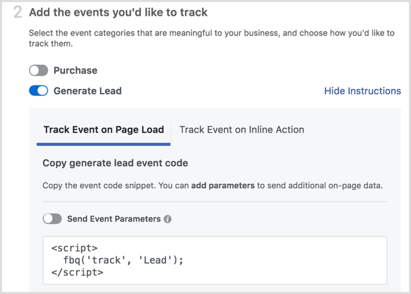 Instalace pixelů na Facebooku přidává události