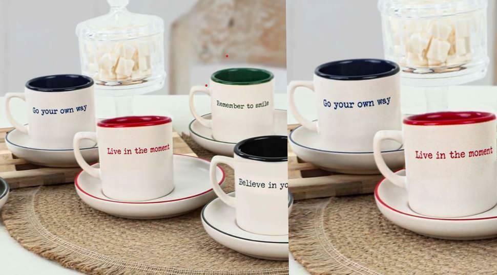 Keramika Nordic 12dílná sada šálků na kávu Motto