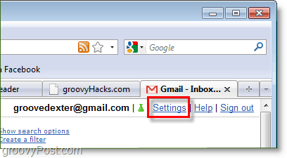 klikněte na nastavení e-mailu google