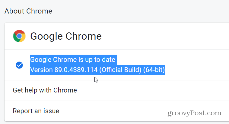 verze prohlížeče Chrome