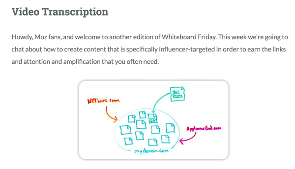 Moz poskytuje kompletní přepis videa pro Whiteboard Friday.