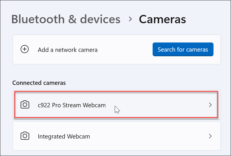 Správa nastavení webové kamery v systému Windows 11