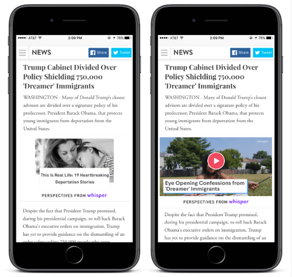 Díky novému widgetu Whisper Perspectives může každý vydavatel přidat do článku a poskytnout svým čtenářům kontextově relevantní perspektivy od milionů uživatelů Whisperu.