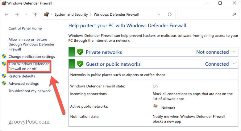 Windows 11 vypněte firewall
