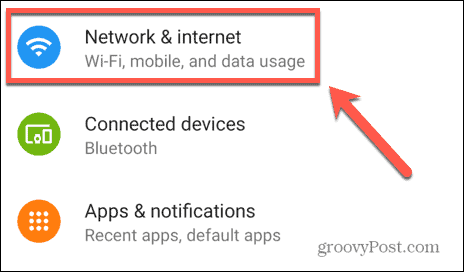 nastavení sítě a internetu pro Android