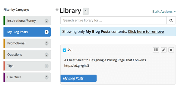 Kliknutím na filtr Moje příspěvky v blogu zobrazíte pouze příspěvky v dané kategorii.