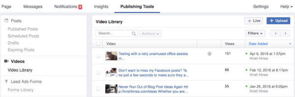 video nástroje pro publikování na Facebooku