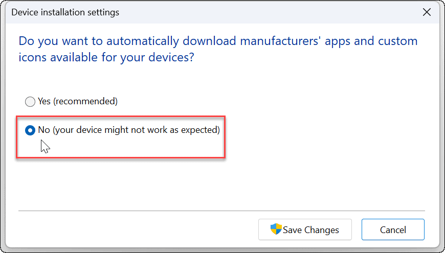 Zakažte automatickou instalaci ovladače v systému Windows 11