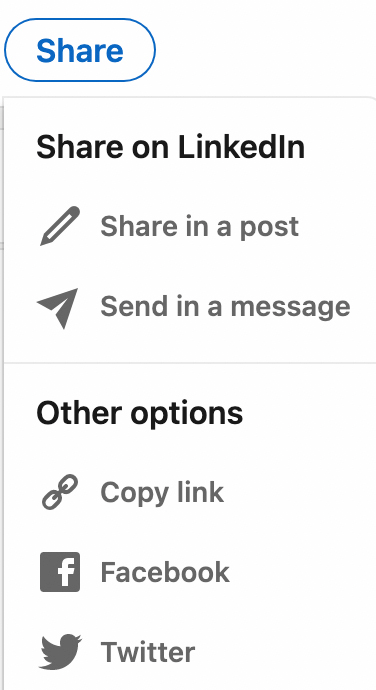 obrázek možností sdílení LinkedIn