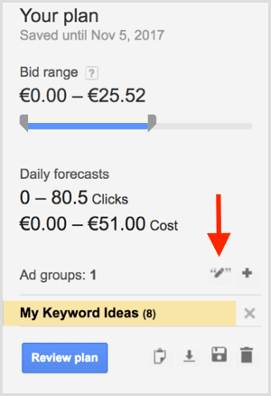 Typ shody Plánovače klíčových slov Google AdWords