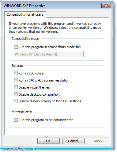 jak upravit nastavení kompatibility pro všechny uživatele Windows 7