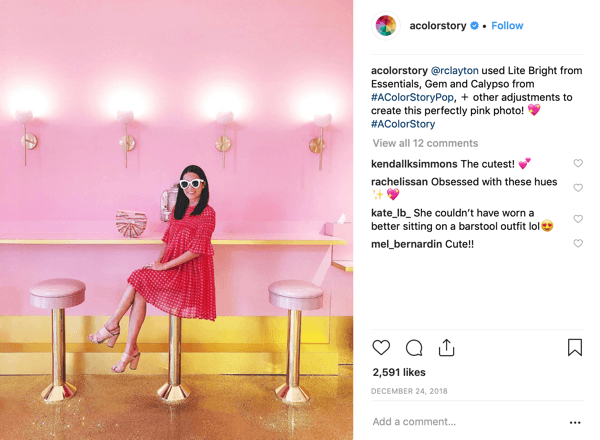 Vytvořte barevný příběh Instagram příběh krok 7 zobrazující hotový příspěvek.