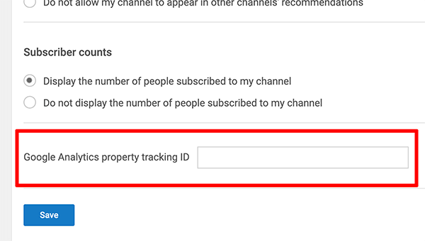Google Analytics, jak připojit ID sledování služby ke kanálu YouTube, krok 2
