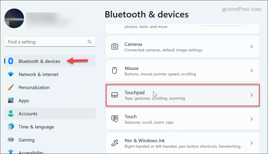 Zakažte touchpad ve Windows 11