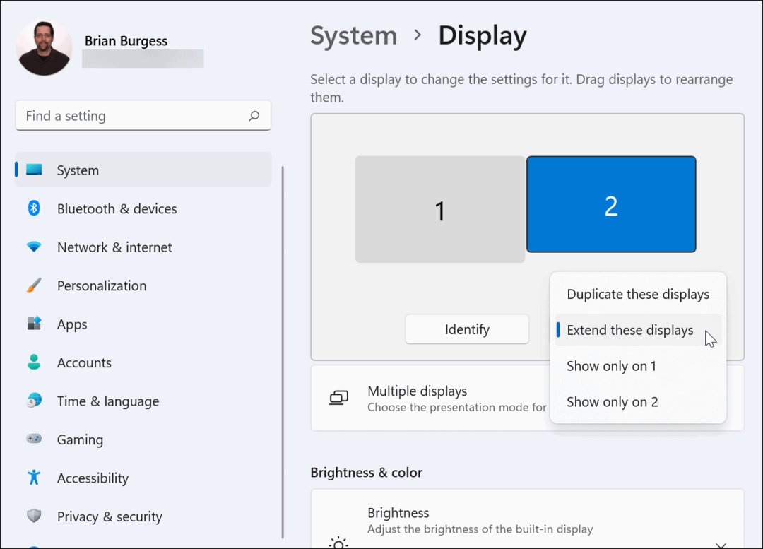 Rozšířit nastavení monitoru zobrazení Windows 11