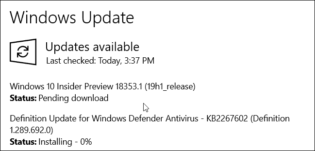 Windows 10 19H1 Sestavení 18353
