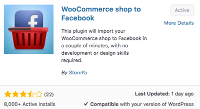 Vyberte a aktivujte plugin WooCommerce Shop na Facebook.