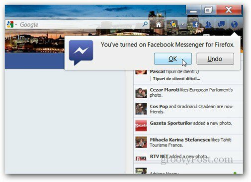 Facebook Messenger pro oznámení Firefoxu