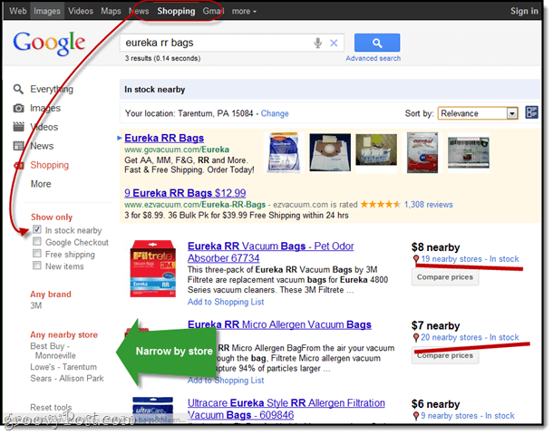 Tip pro nakupování Google: Najděte položky skladem v obchodech v okolí