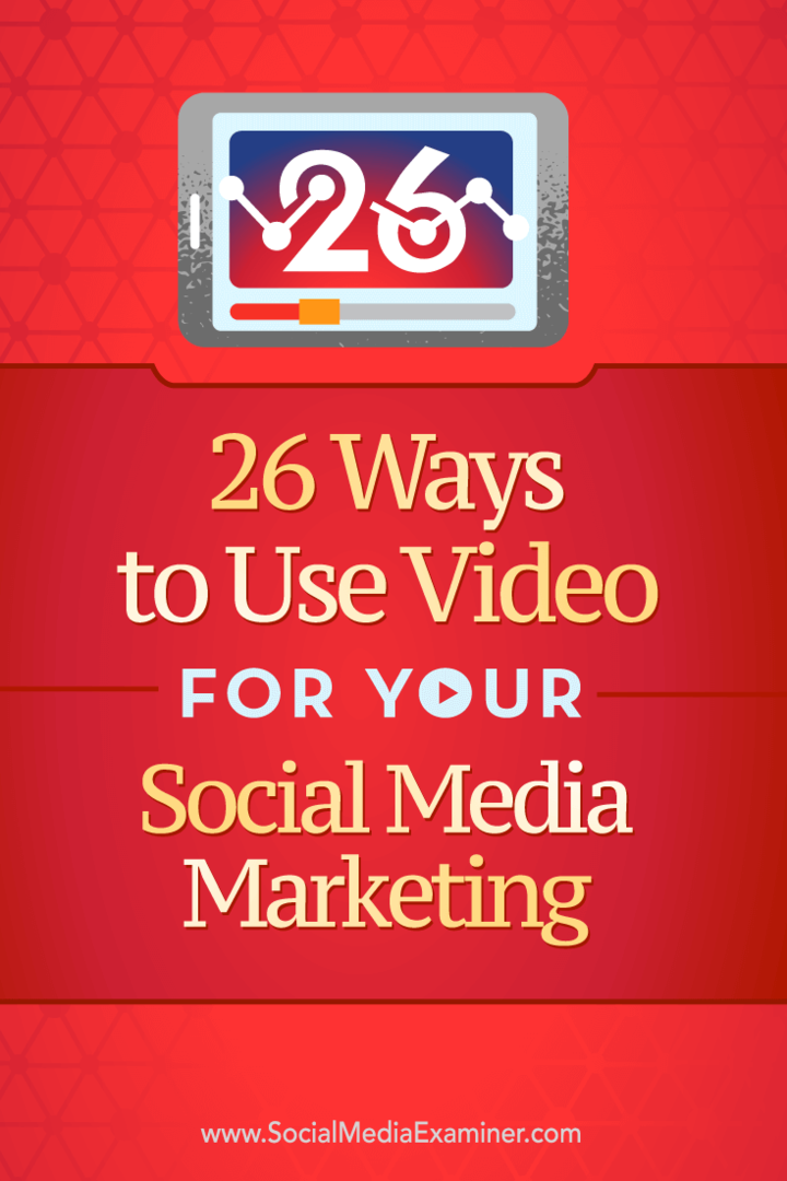 Tipy k 26 způsobům, jak můžete použít video ve svém sociálním marketingu.