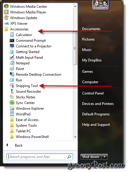 Udělejte si screenshoty se systémem Windows 7 pomocí nástroje pro vystřihování