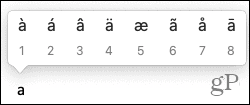 Klávesové zkratky pro Word na Macu Značky přízvuku