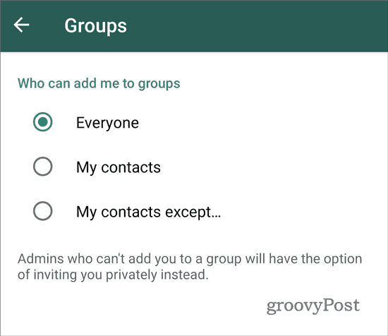 WhatsApp přestat přidávat do skupin všichni (2)