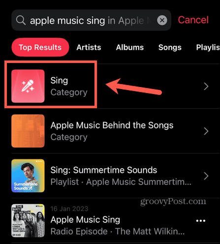 kategorie apple music sing