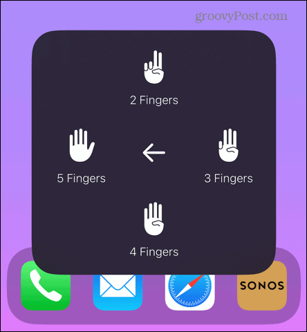 pomocný dotyk vyberte počet prstů