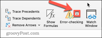 Chyba při kontrole v Excelu