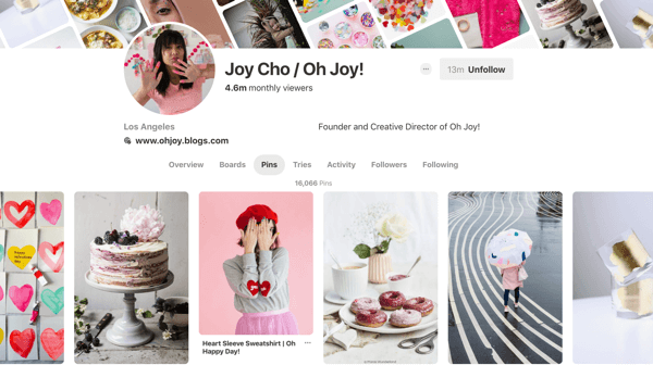 Tipy, jak zlepšit dosah Pinterestu, příklad 6, příklad Joy Cho Pinterest pinů