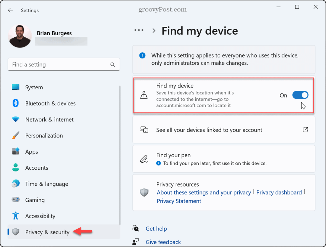 Jak povolit funkci Najít moje zařízení v systému Windows 11